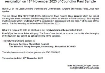 Councillor Vacancy (West Ward)